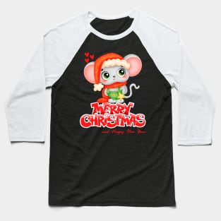 Cute Cartoon mouse Christmas T Shirt Baseball T-Shirt